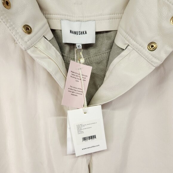 Nanushka Vegan Leather Pants Size XS Taper Ivory High Rise Pockets - Picture 7 of 16